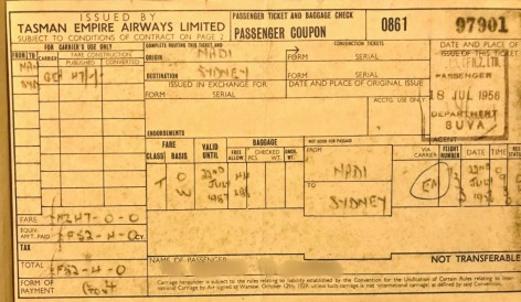 daddy's 1st airline ticket 1956